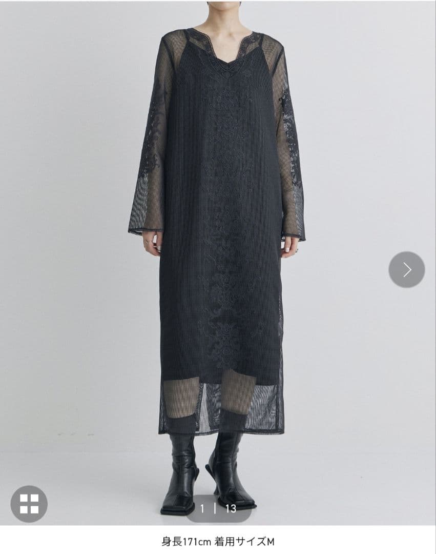 Ameri　FLORA EMBROIDERY MESH DRESS