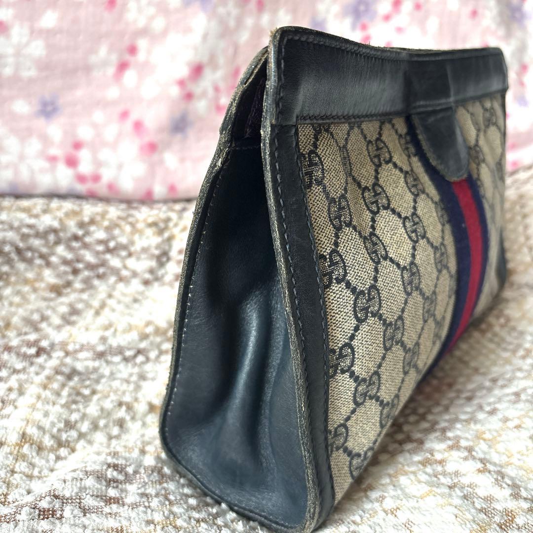 破格 GUCCI オールドグッチ クラッチバッグ 美品 GG総柄