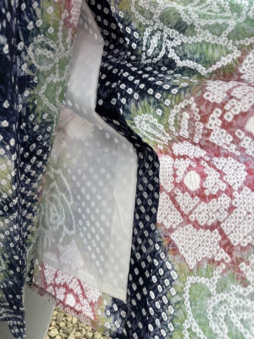 有松絞り浴衣 新品 仕立て上りhanashibori紺地