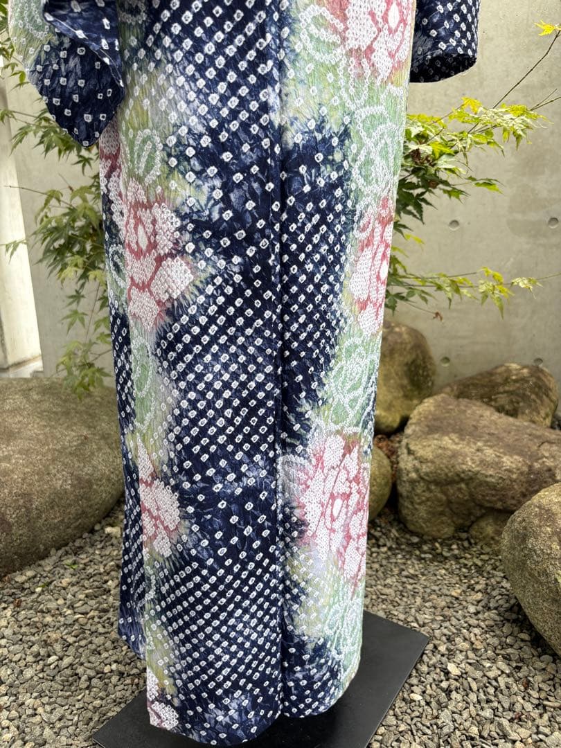 有松絞り浴衣 新品 仕立て上りhanashibori紺地
