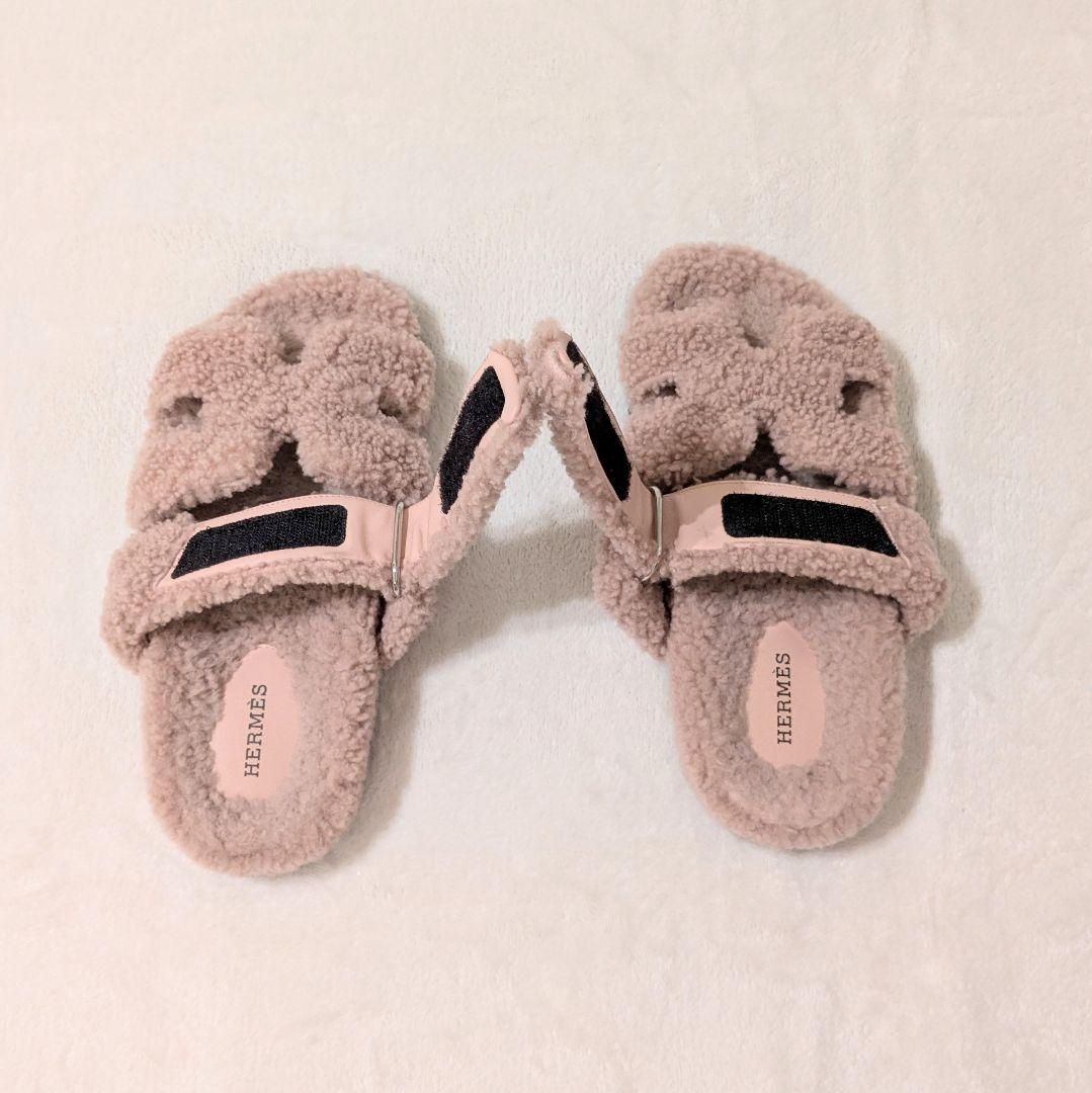 【hanako】HERMES　エルメス　ムートン　　サンダル