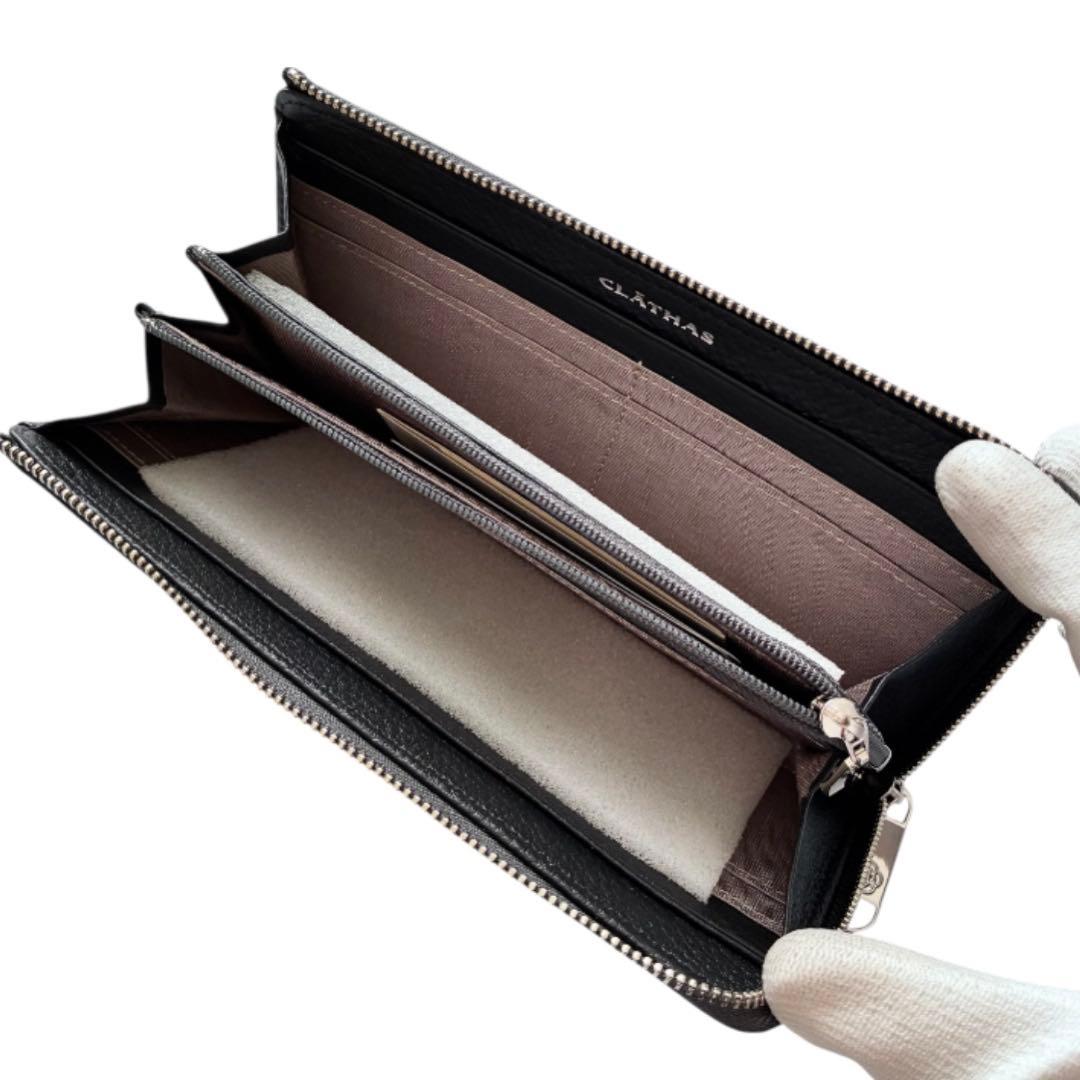 新品タグ付✨クレイサス 長財布 カメリア 黒 レザー 収納抜群 レディース 本革
