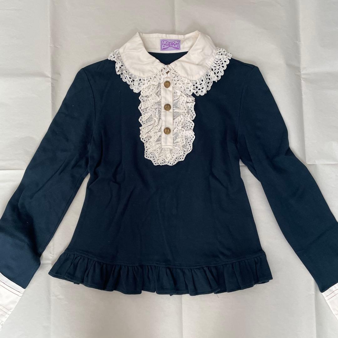 Angelic Pretty ストライプリボン付きフリルカットソー 長袖