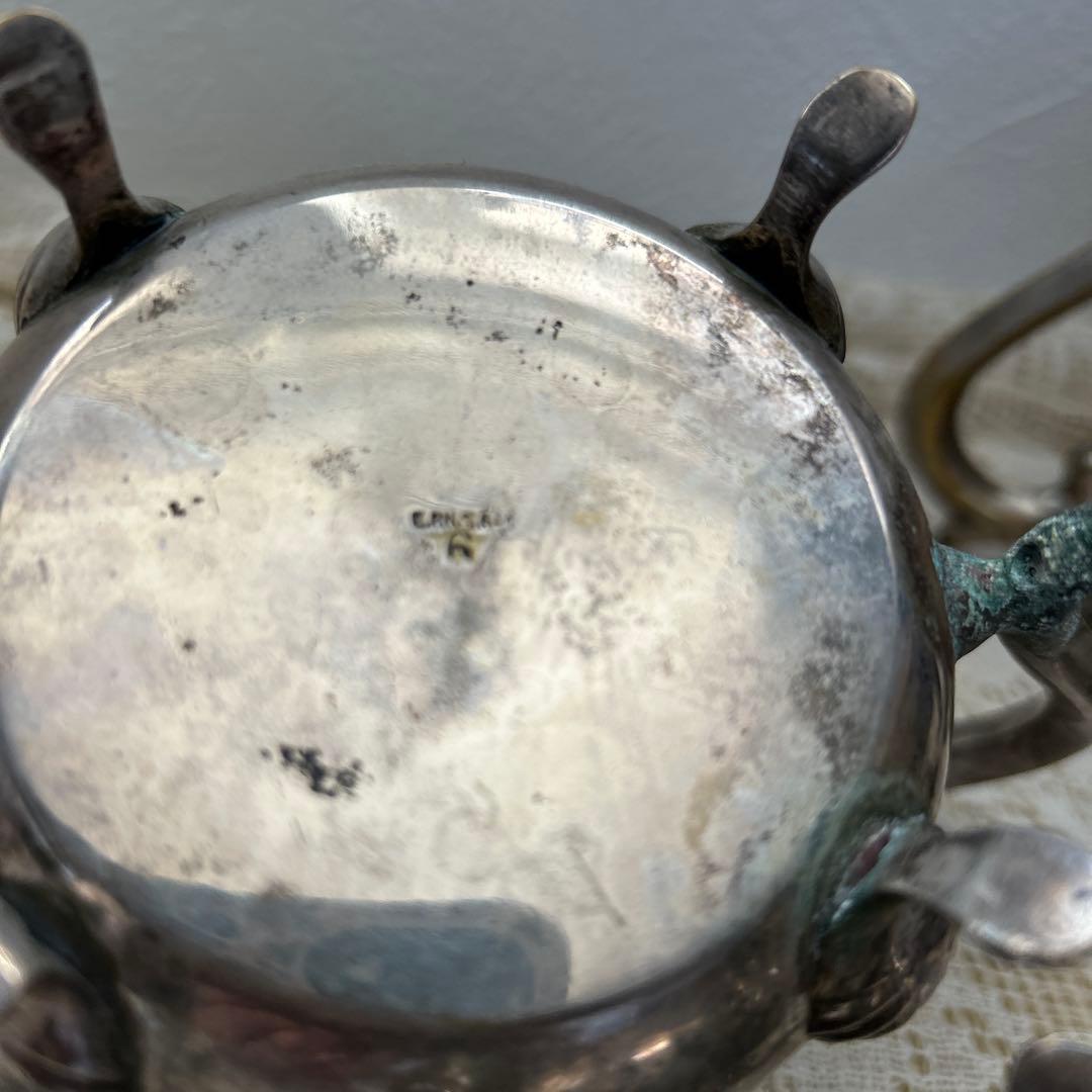 アンティーク・ヴィンテージ・4点・銀製ベルギー・コーヒー紅茶シュガー