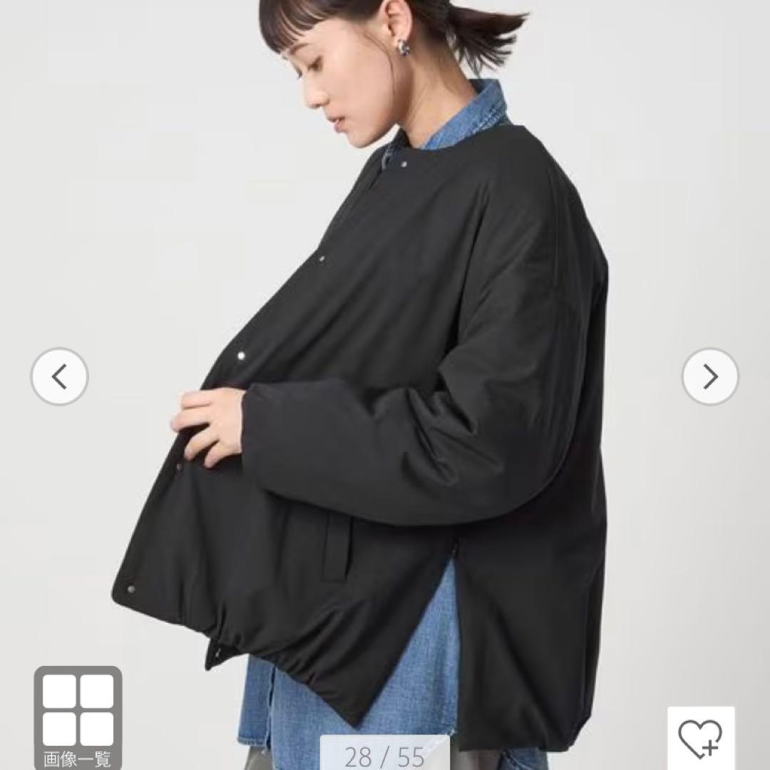 未使用級♡グリーンレーベル リラクシング パフィー ノーカラー ブルゾン 黒