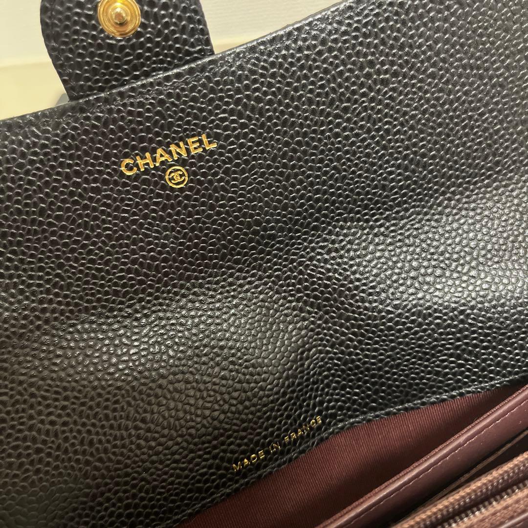 【新春特価】シャネル マトラッセ キャビアスキン ロングフラップウォレット