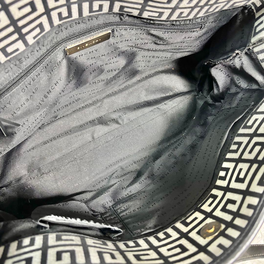 ジバンシー A4 トートバッグ 4g 白 金 金具 キャンバス 総柄 レザー