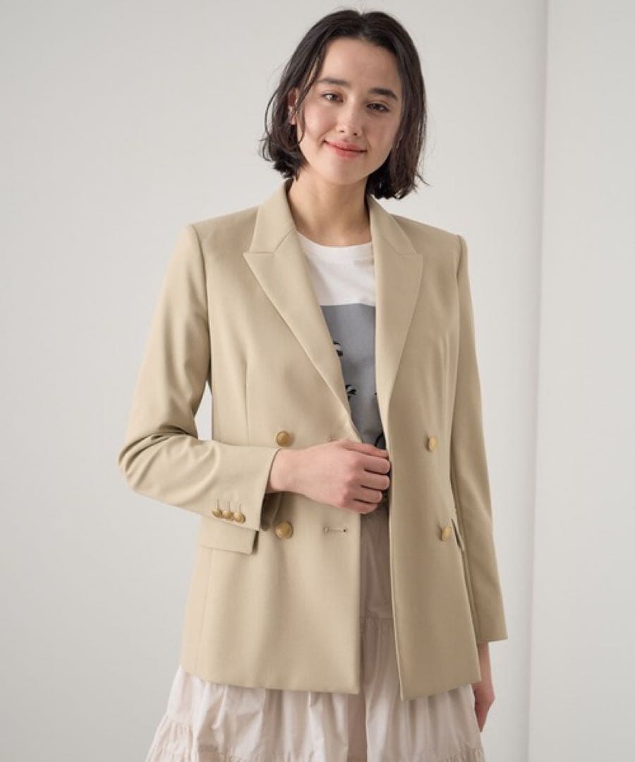 美品　ANAYI アナイ オックス ストレッチ ダブル ジャケット　ベージュ