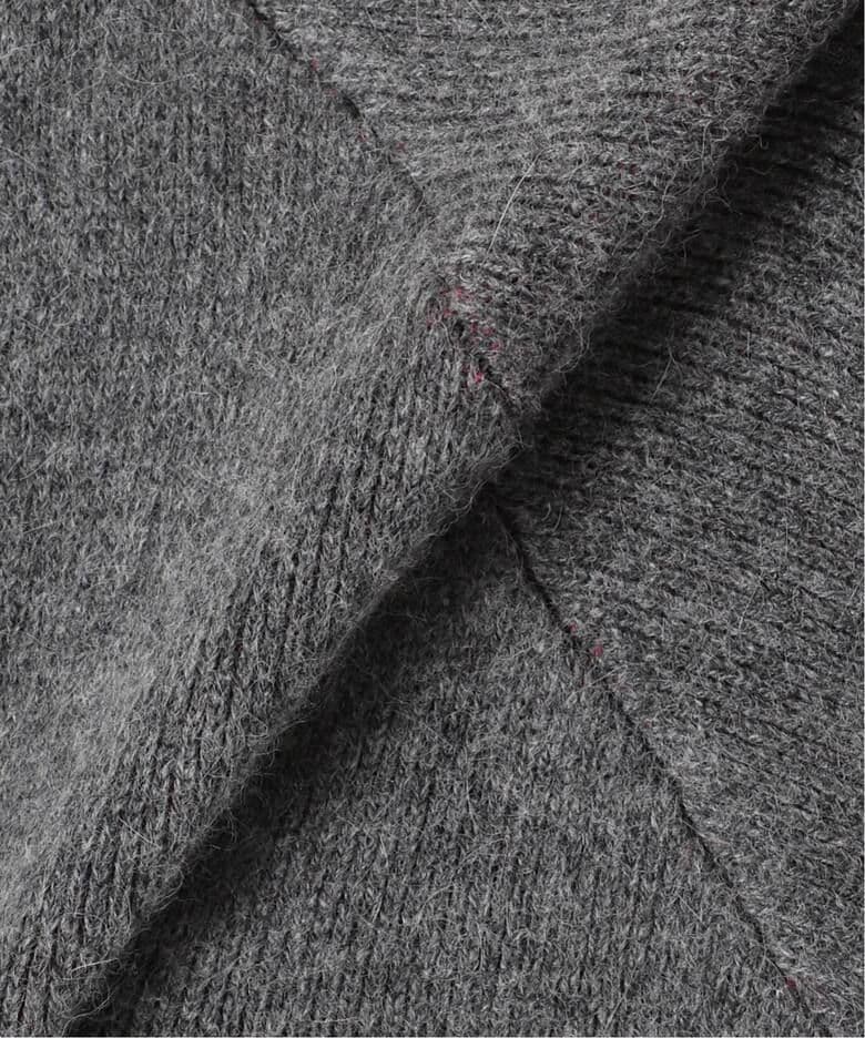 simplicite ２層スムース編みロングカーディガン　グレーピンクフォックス