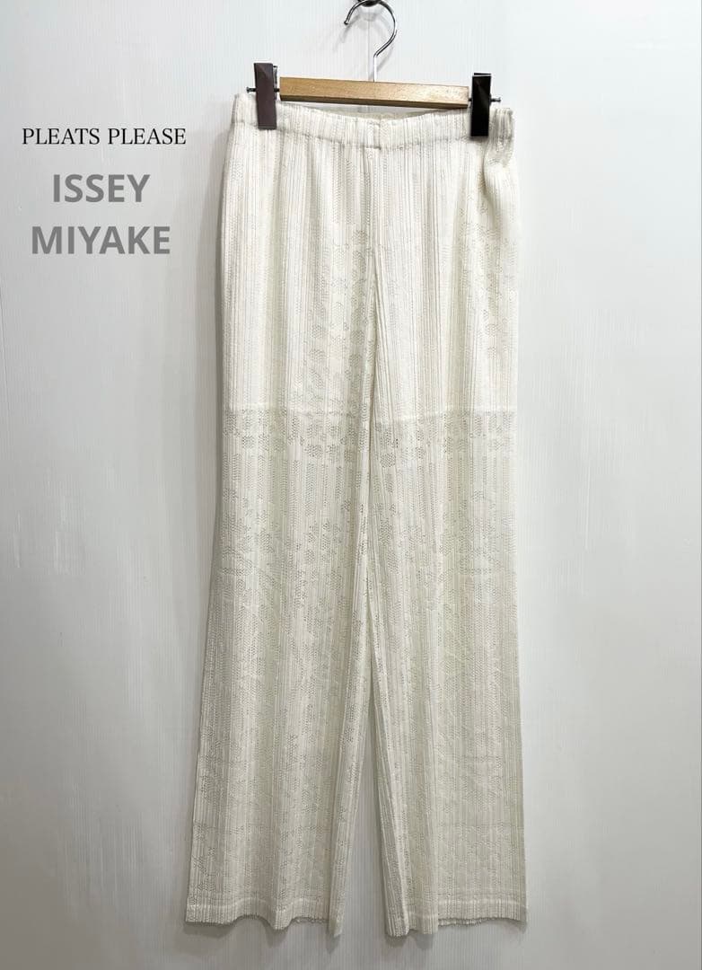 PLEATS PLEASE イッセイミヤケ レース プリーツパンツ 日本製 1