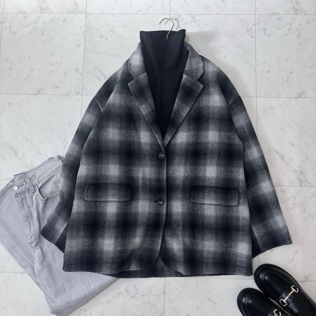 極美品 スピックアンドスパン 24AW ゆったり ウールミックスリバージャケット