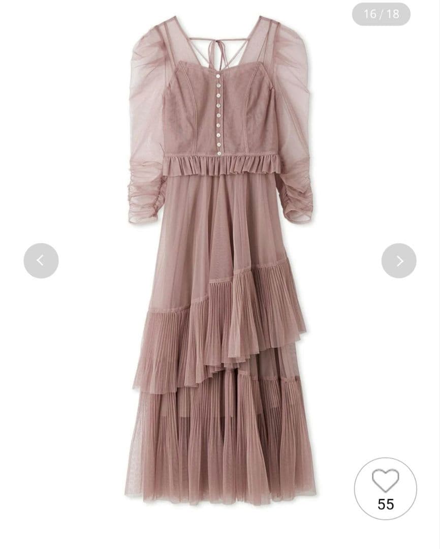 新品タグ付　Sustainableティアードチュールドレス　ピンク　SNIDEL