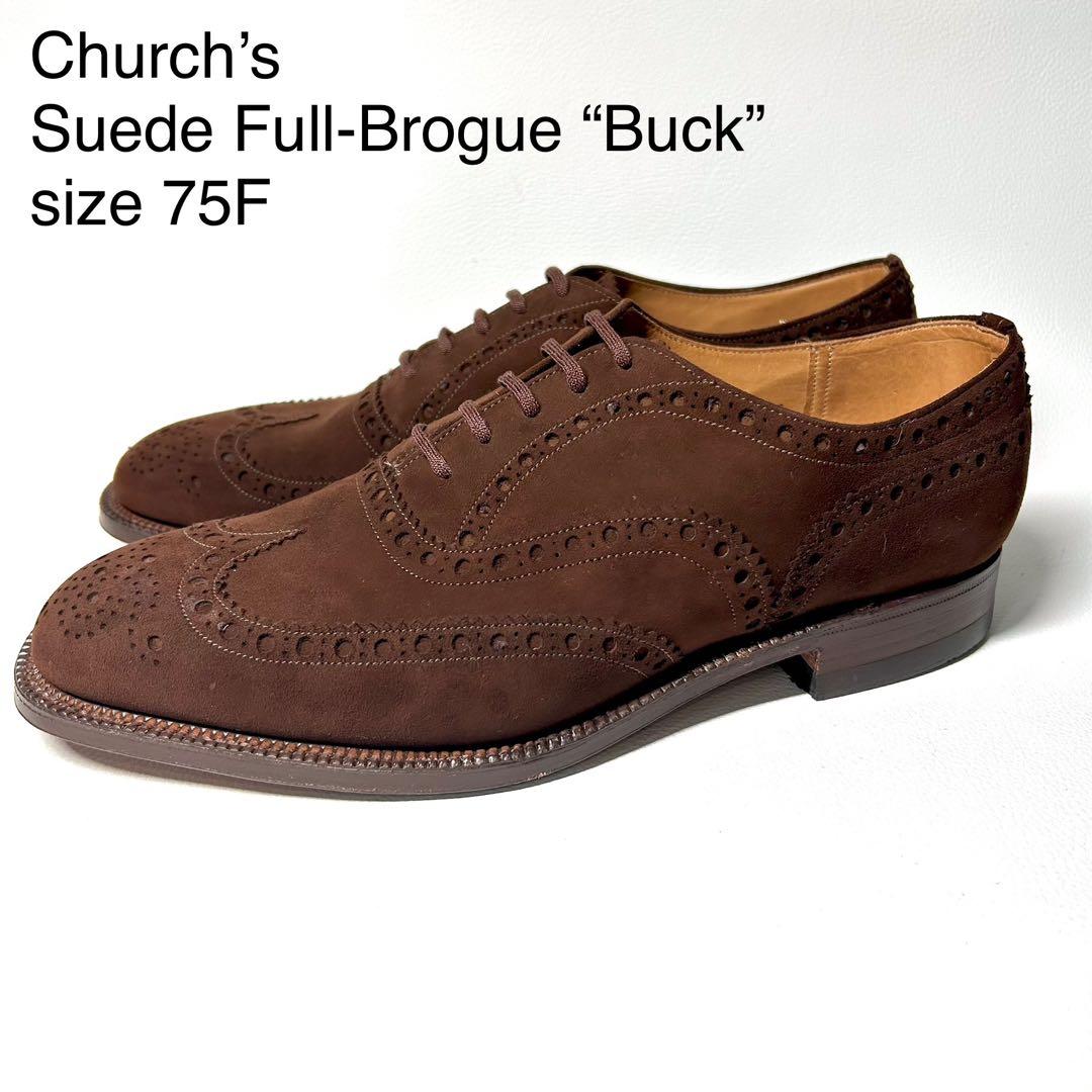 【デッドストック】チャーチ スエードウイングチップ バックUK7 1/2