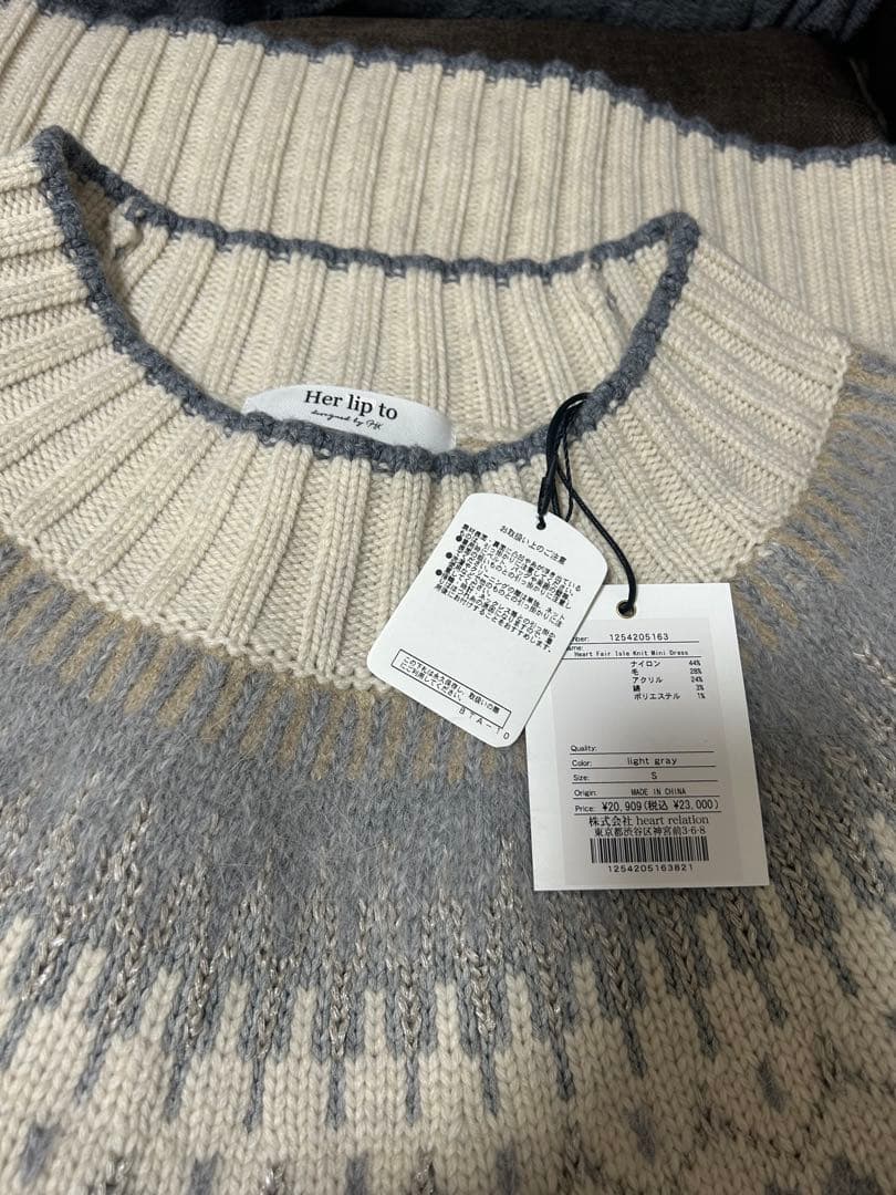 ワンピース herlipto Heart Fair Isle Knit Mini Dress