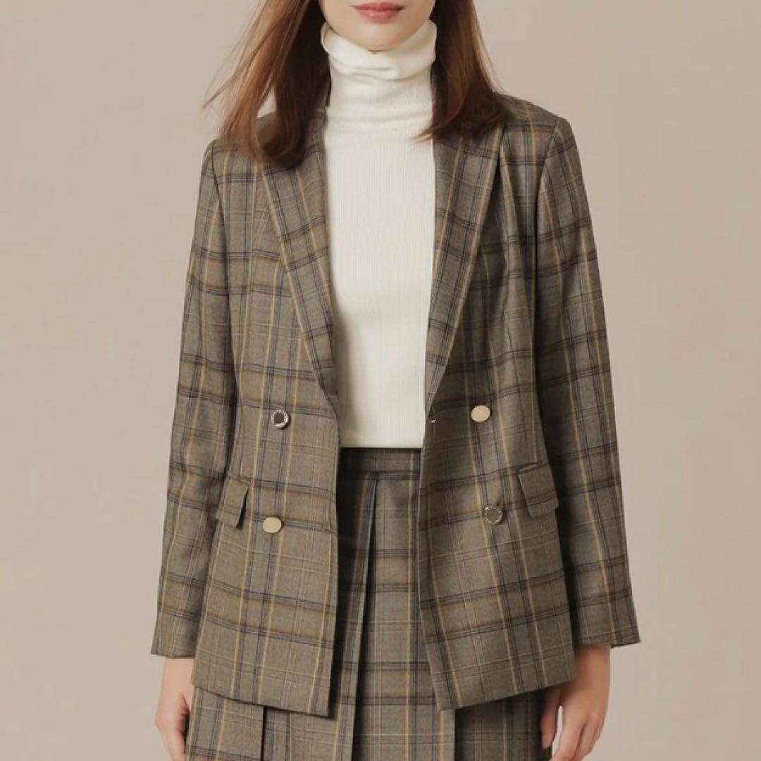 美品✨マッキントッシュロンドン バソランウールツイルジャケット チェック 茶 M