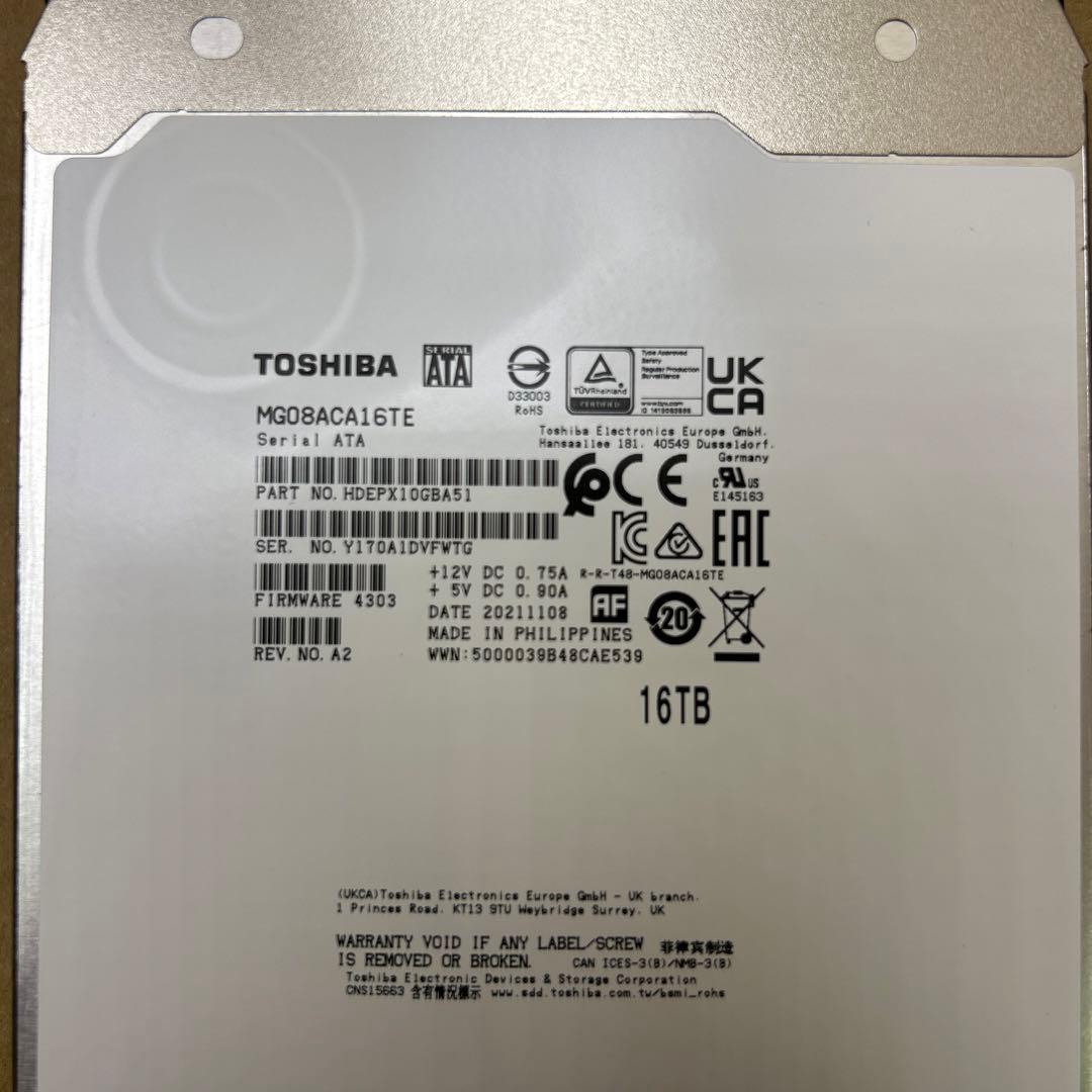 ジャンク　東芝 HDD 16TB MG08ACA16TE 3.5インチ