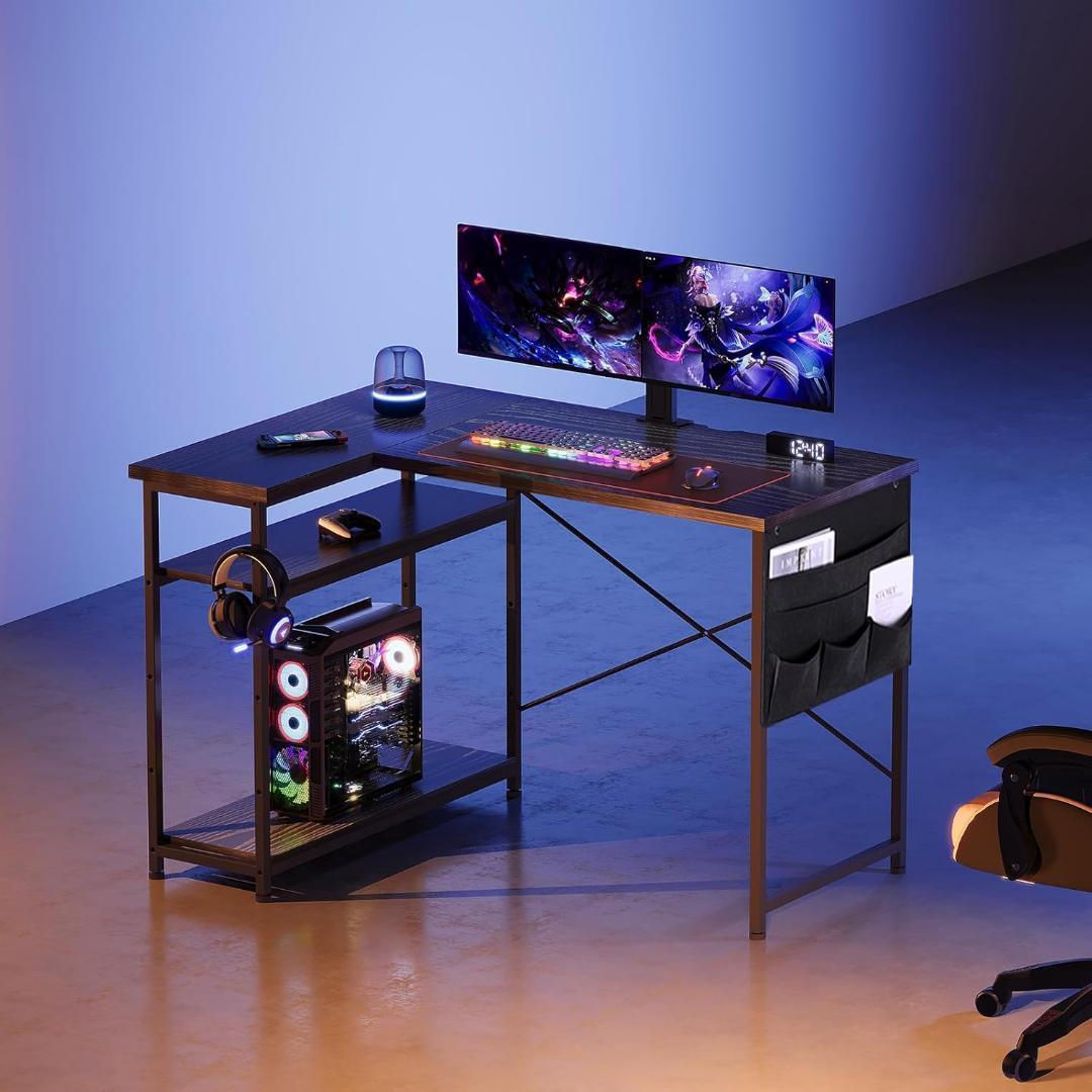 【M3104-119-76】ゲーミングデスク l字 パソコンデスク　幅107cm