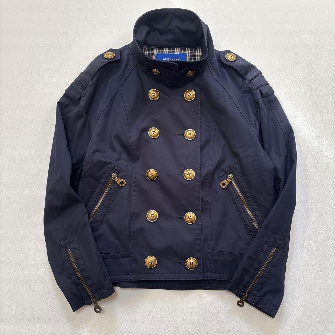 バーバリー ブルーレーベル ノバチェック ピーコート ナポレオン 金ボタン