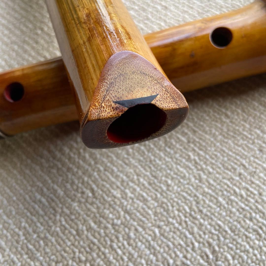 236尺八本体 一尺八寸管　忠輔銘　竹製 5穴