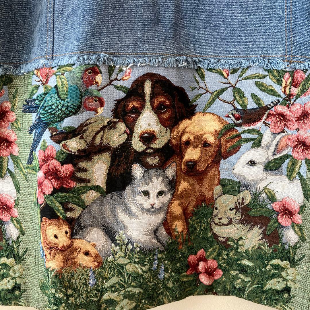 SUMI STYLE ドッキングデニムジャケット ゴブラン織　アニマル　柄