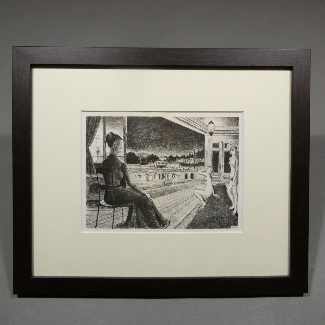 ポール・デルヴォー『街のそばで』リトグラフ　1972年 額装　街の近く　洗濯船