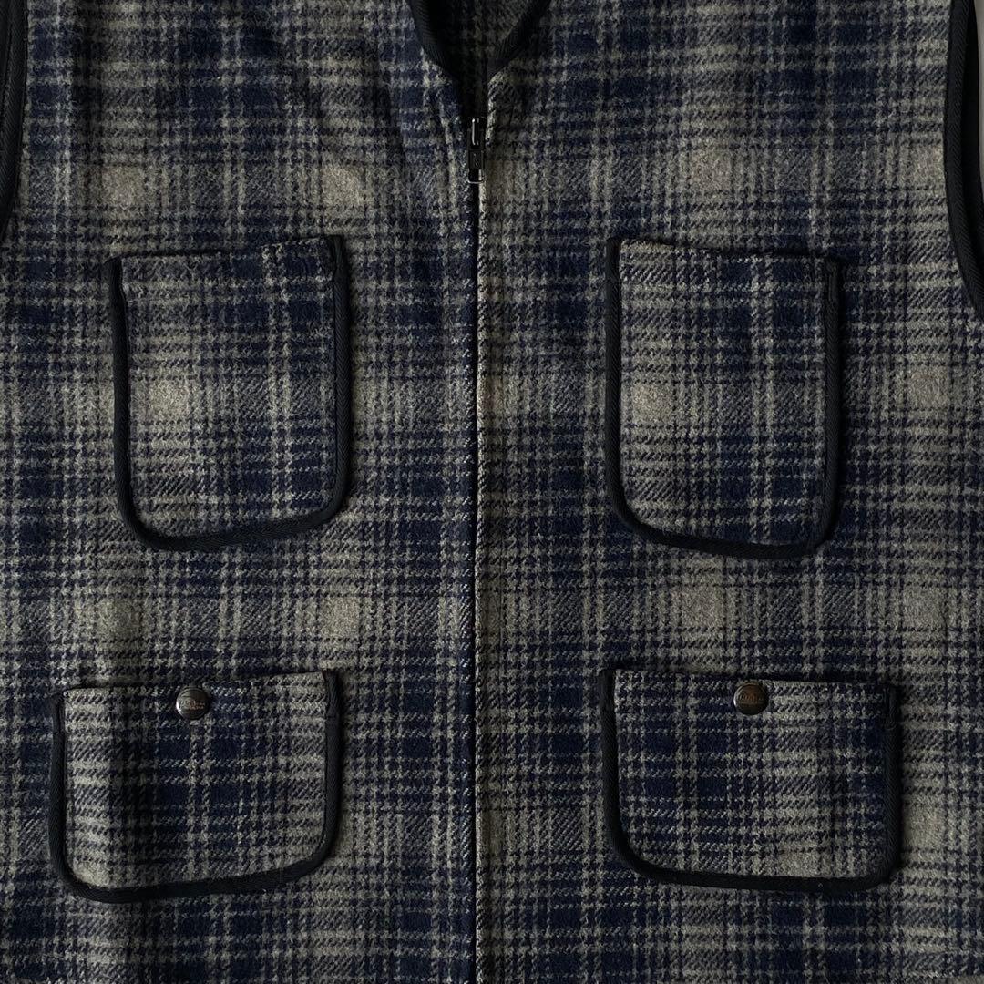 80s 90s USA製 エルエルビーン ウールベスト オンブレ