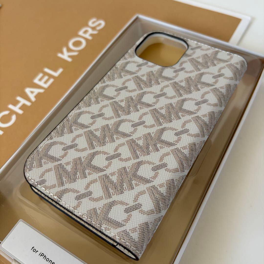 マイケルコース☆新品☆ FOLLIO 手帳型 iPhone 15ケース/バニラ