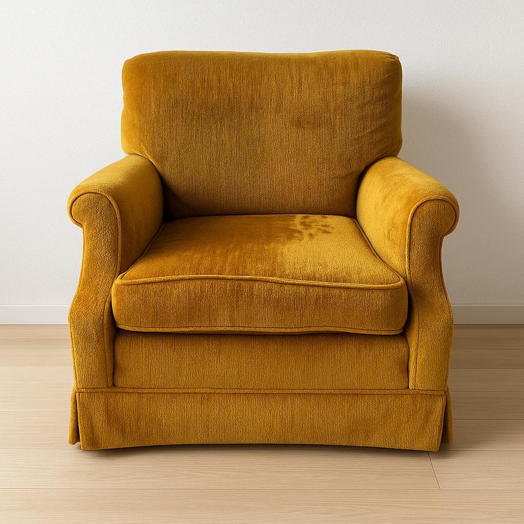 アメリカ製ヴィンテージ ソファ 1人掛け モスグリーン系 ベロア調 おしゃれ