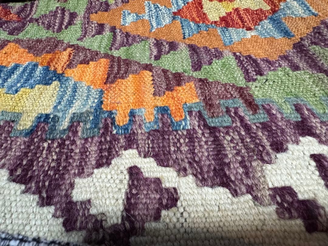 Vol.4アフガニスタン　遊牧民　手織りキリム　アクセントラグ　120×88①