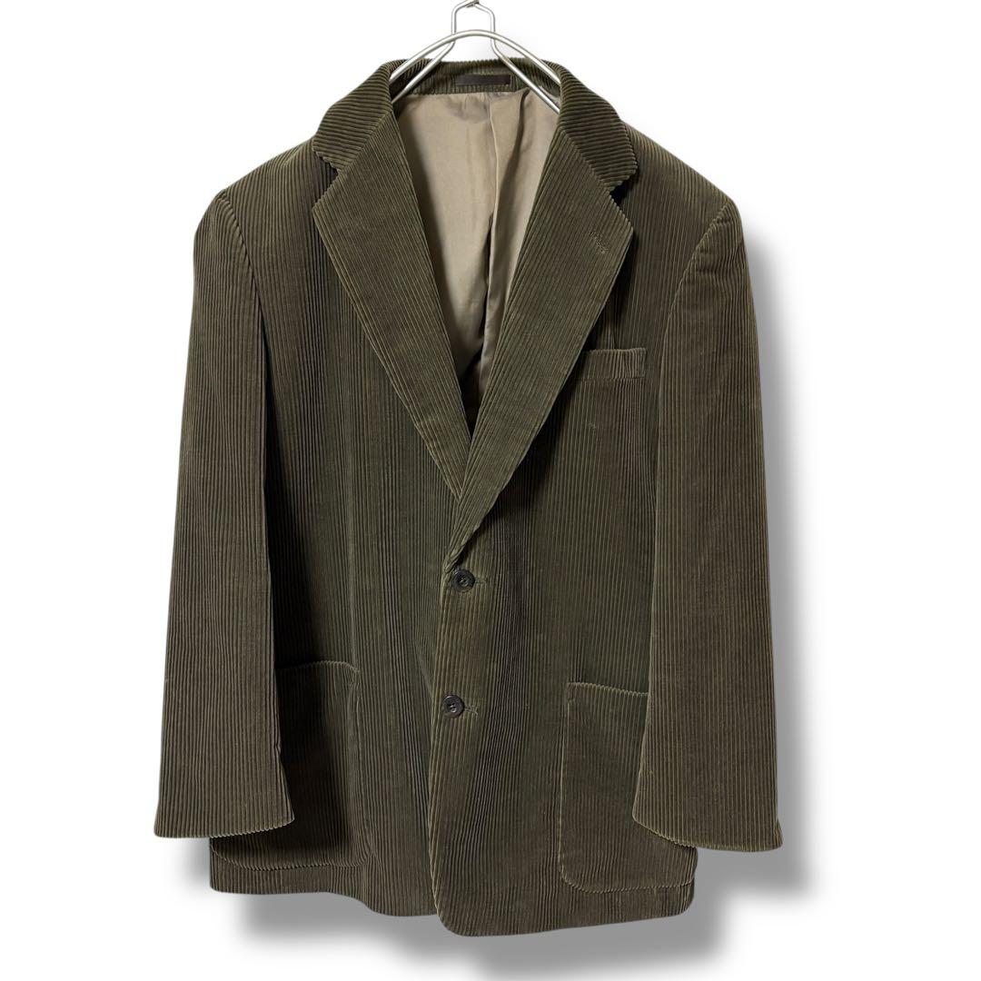 バーバリー 太畝コーデュロイ テーラードジャケット 2B カーキ L