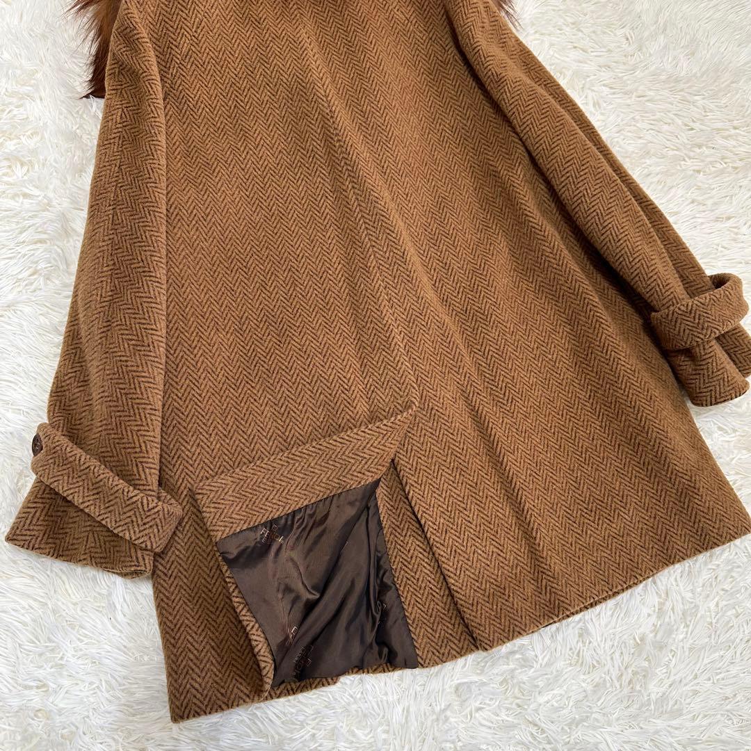 フェンディ　ロングコート　フォックスファー　アルパカ　モヘヤ　ヘリンボーン 42