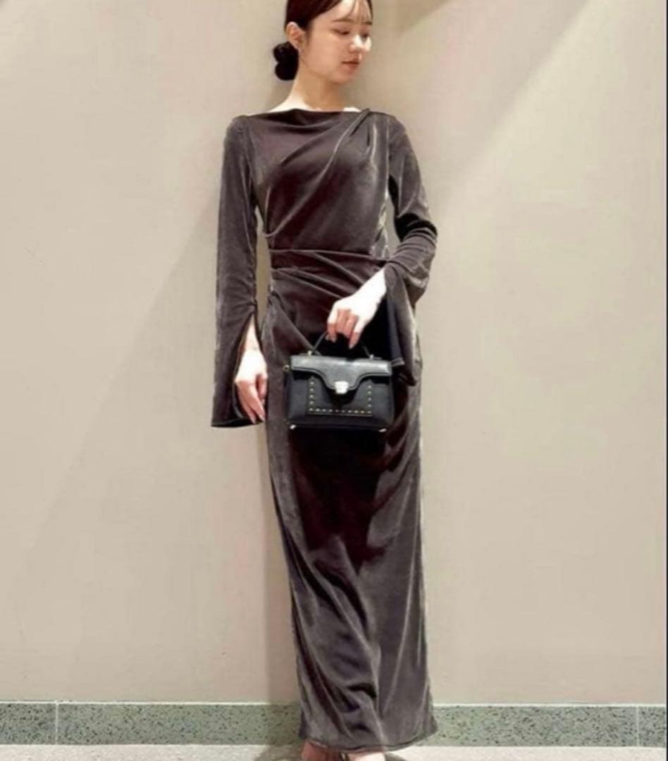 スナイデル フロッキーベロアドレープドレス　完売品　DGRY