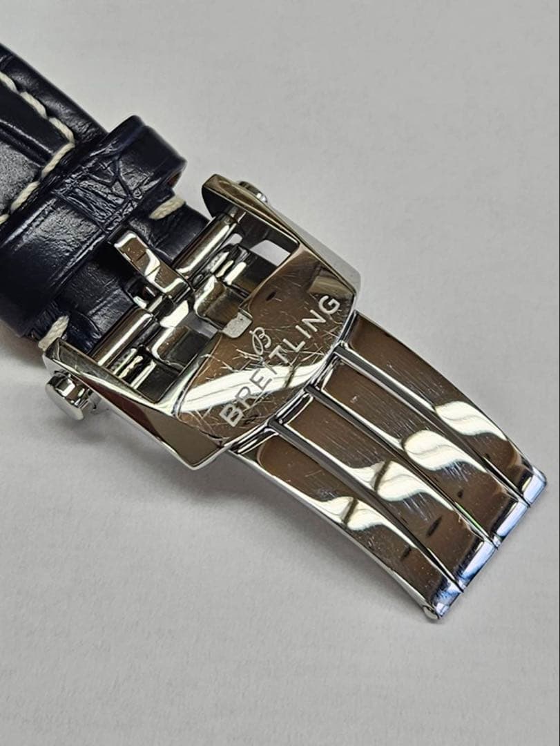 だいちゃん ブライトリング Dバックル レザーベルト 紺22-18 純正品