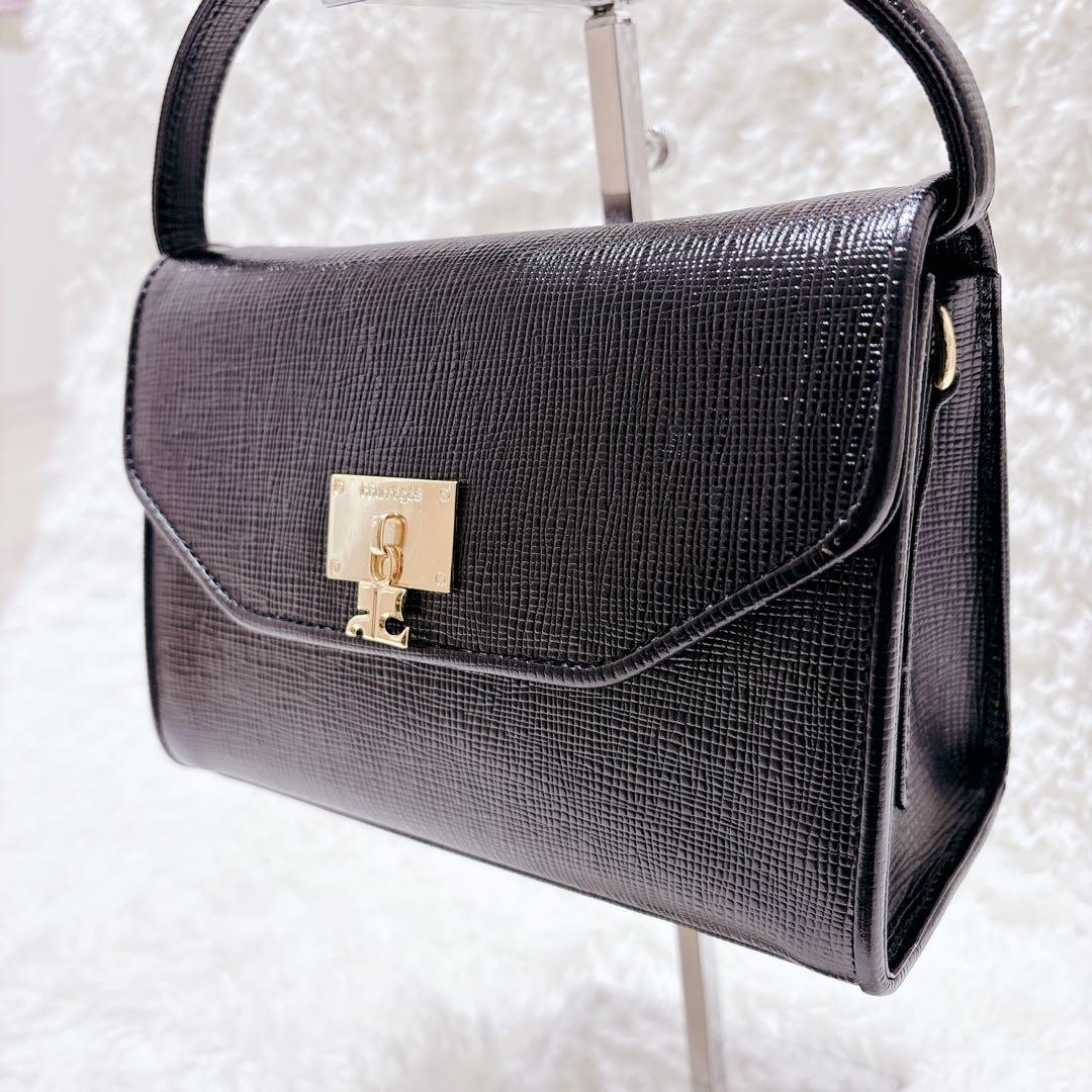 courrges クレージュ 2wayハンドバッグショルダー ブラックフォーマル