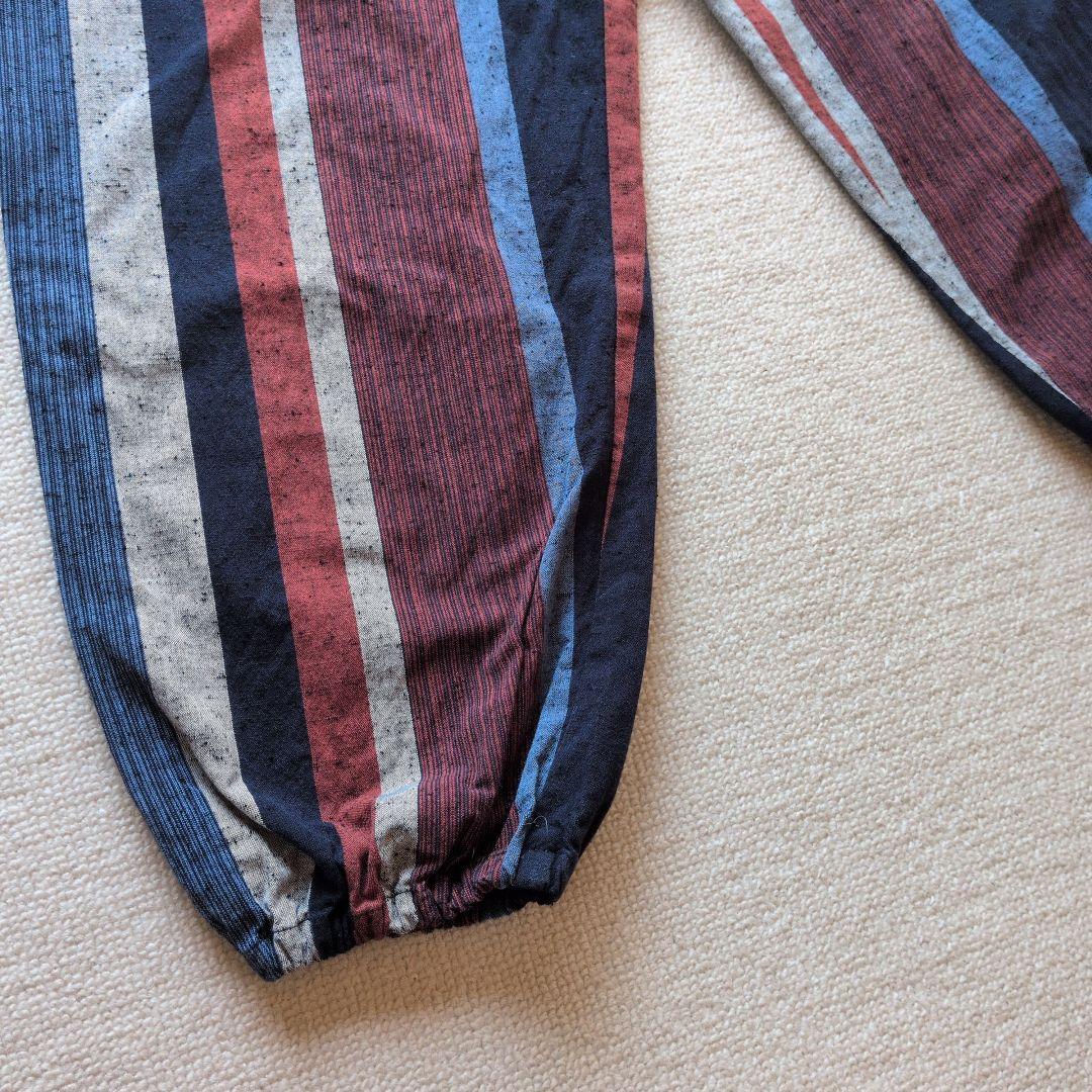 値下【美品】作務衣 さむえ 宮田織物 縞柄 日本製 綿100% 大縞フリーサイズ