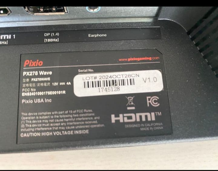 Pixio PX278 WAVE Black モニター 27インチ 180Hz