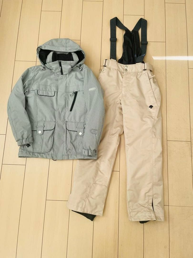 【DESCENTE】スキーウェア　9号上下セット　千鳥格子柄