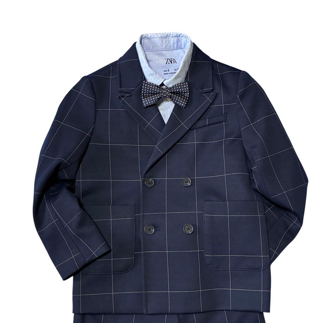 美品 ザラ キッズ 男の子 スーツ フォーマル 4点セット チェック 卒園 入学