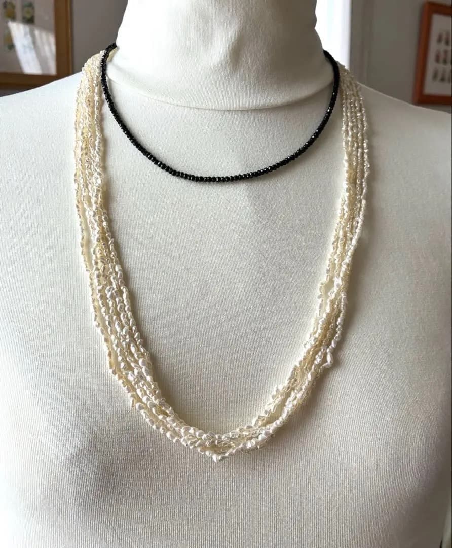 天然芥子真珠 ケシパール5連ネックレス 金具シルバー素材 69cm（金具含む）