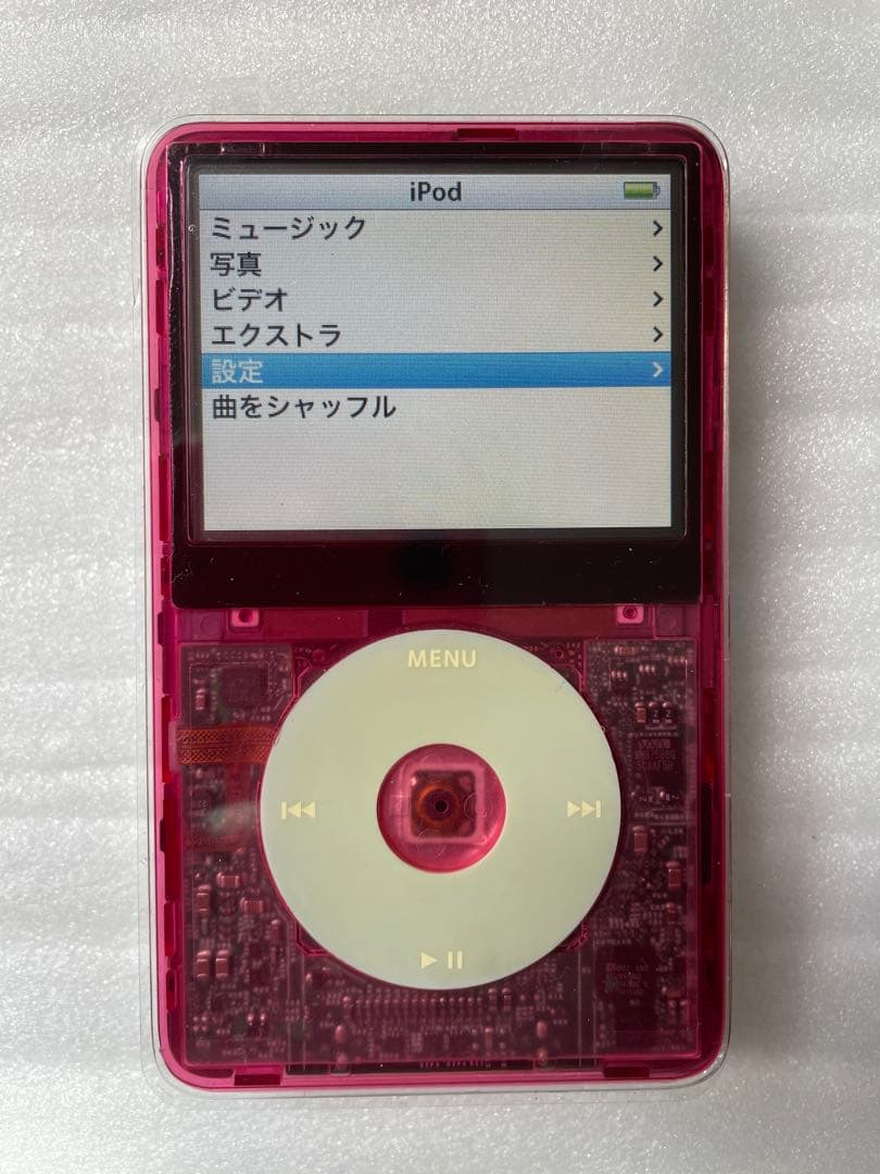 iPod classic 60GB ピンク透明フロントマスク交換　バッテリー元気
