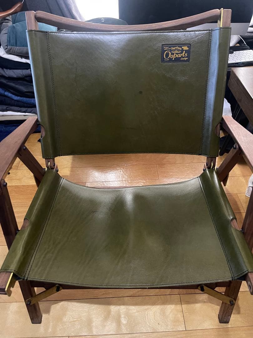 CAMP OOPARTS オーク材 チェア　座面革製　LOWTYPE