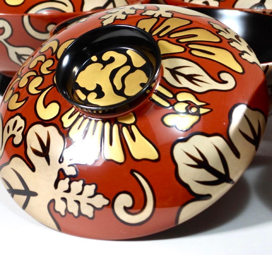 輪島塗 木製漆器 沈金 蓋椀 吸物椀 汁椀 10客　直径13cm