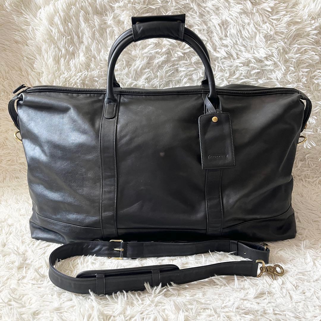 オールドコーチ　2way　ボストンバッグ　レザー　黒　ブラック　大容量　USA製