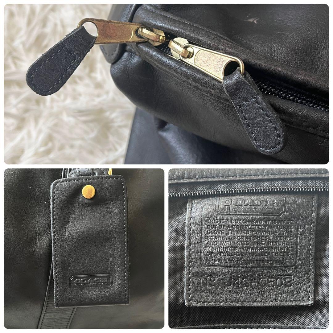 オールドコーチ　2way　ボストンバッグ　レザー　黒　ブラック　大容量　USA製
