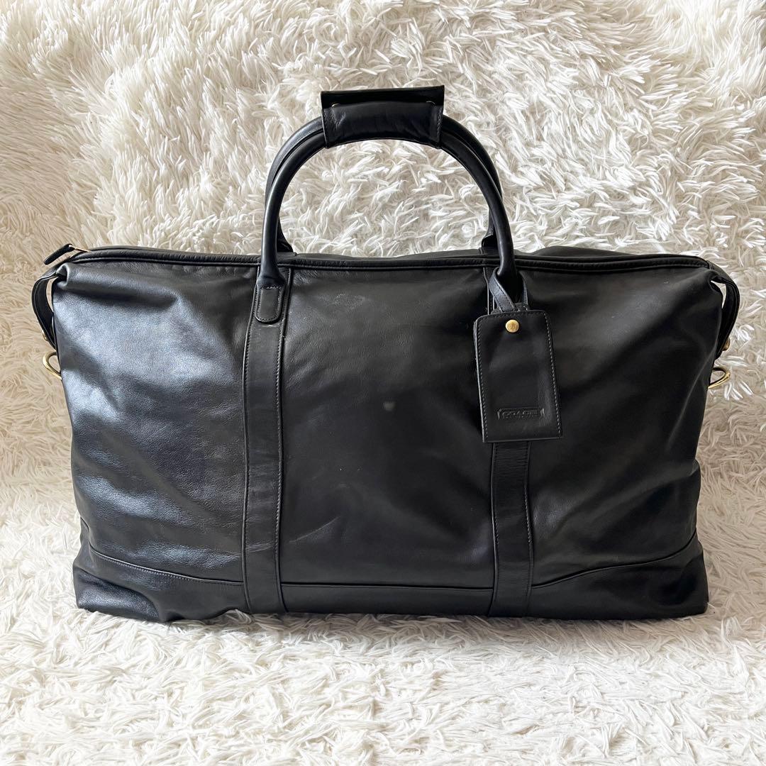 オールドコーチ　2way　ボストンバッグ　レザー　黒　ブラック　大容量　USA製