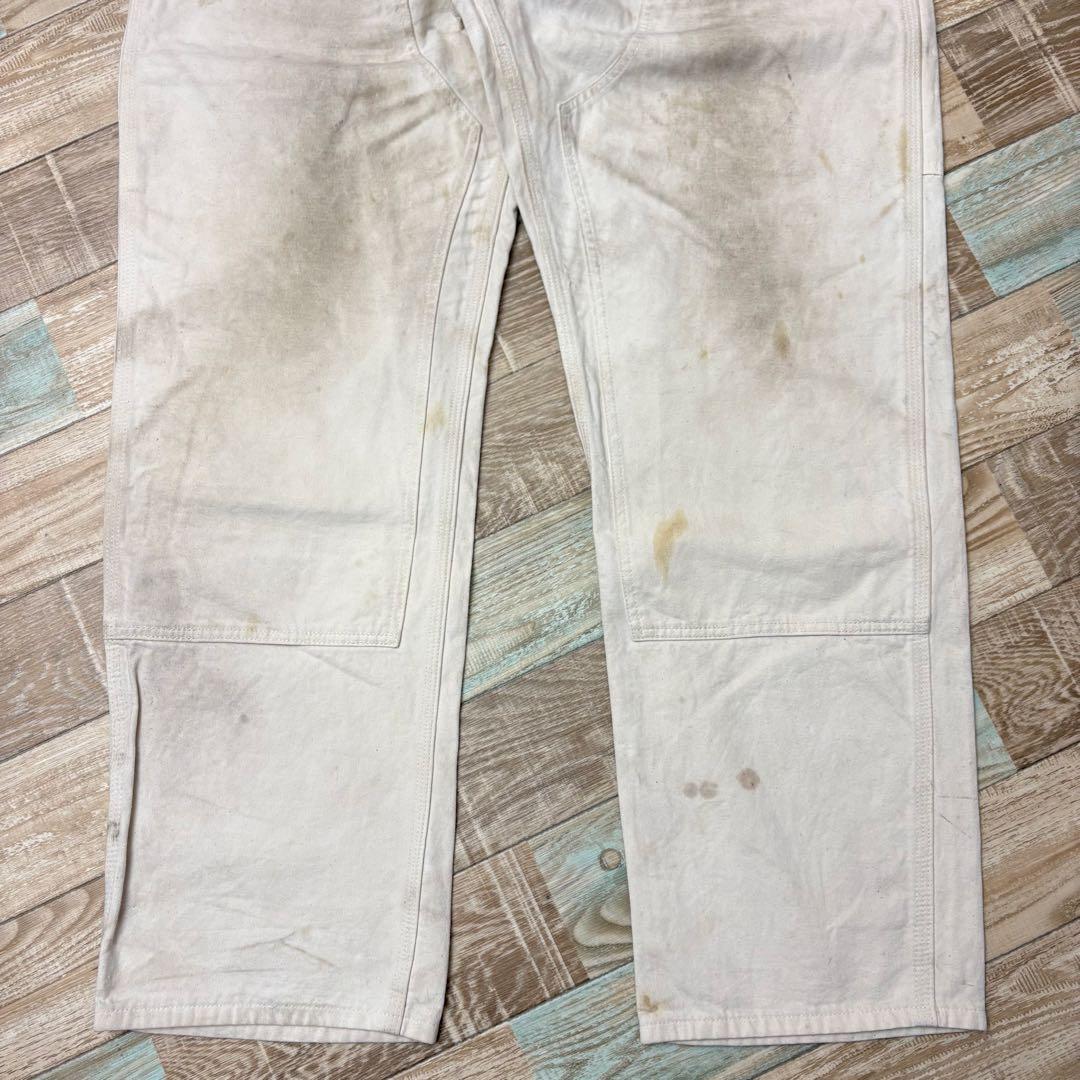 雰囲気抜群 USA製 carhartt ダブルニー ホワイト NAT W38