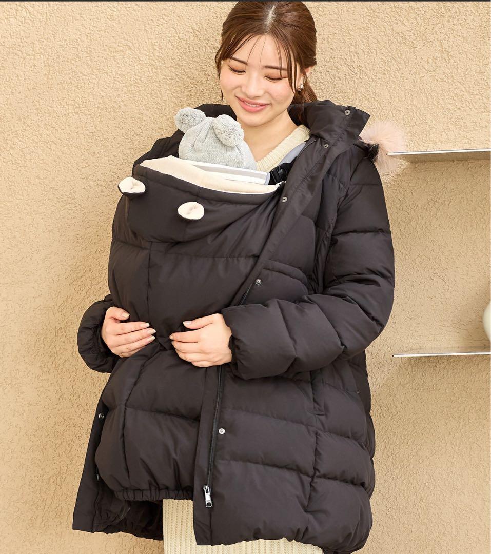 マットタフタダウンママコート＆ケープセット　Rosemadame