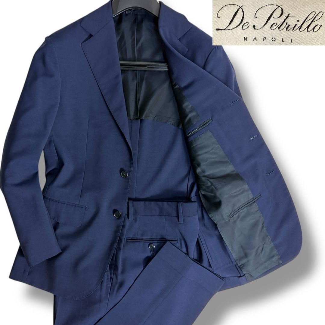 J6387 美品 デペトリロ ソリッドアンコンスーツ ネイビーブルー 46