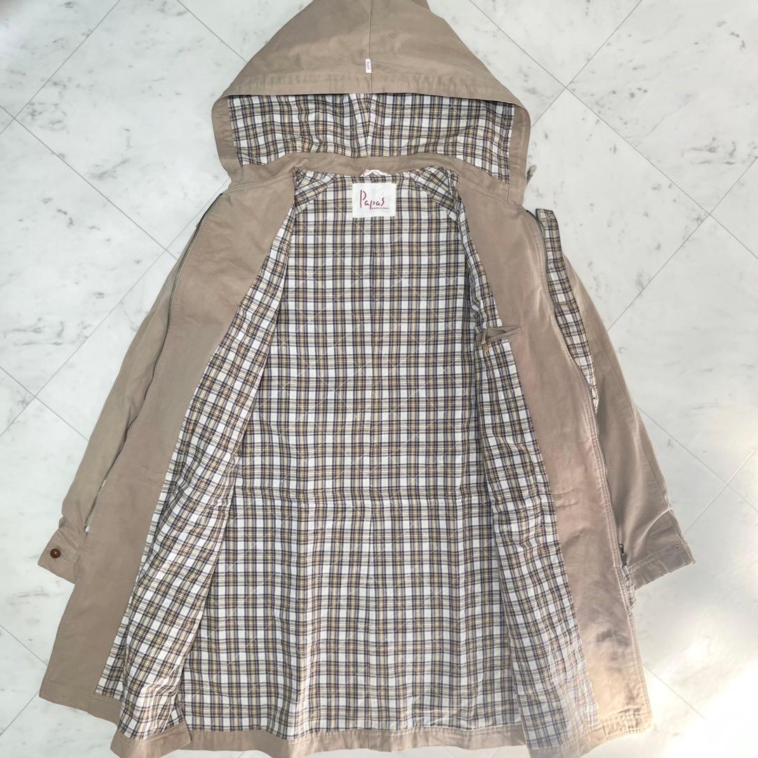 papas パパス モッズコート ミリタリージャケット ベージュブラウン M