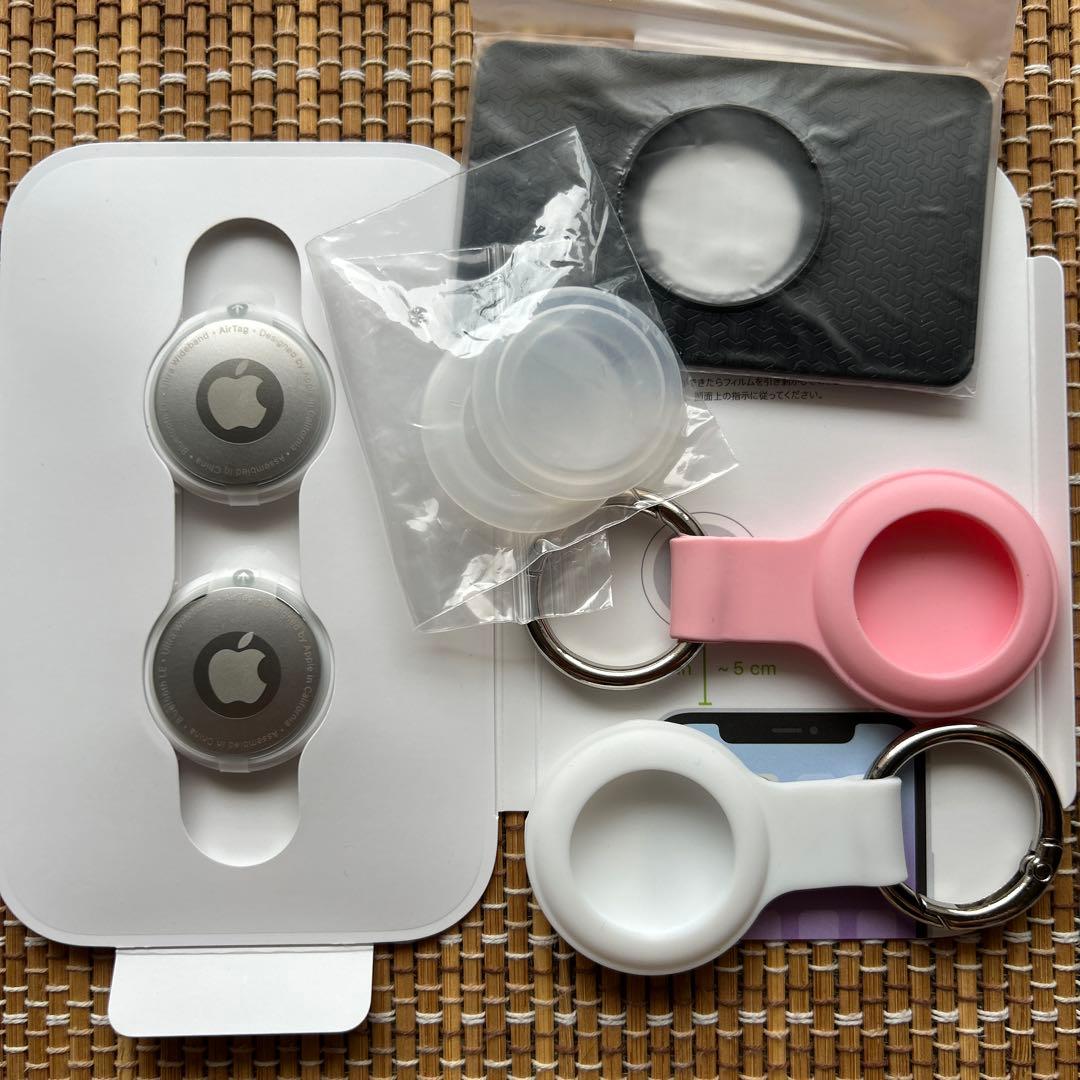 Air tag 2個セット　財布用ケース＋ケースキーチェーン付き